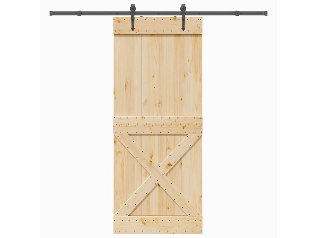 vidaXL Posuvné dveře s kováním 95 x 210 cm masivní borové dřevo