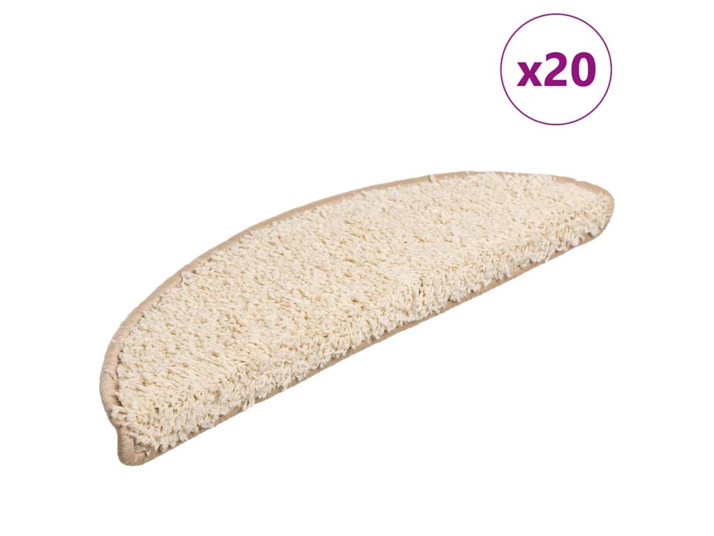 vidaXL Schodové rohože 20 ks 56 x 17 x 3 cm krémové, půlkulaté