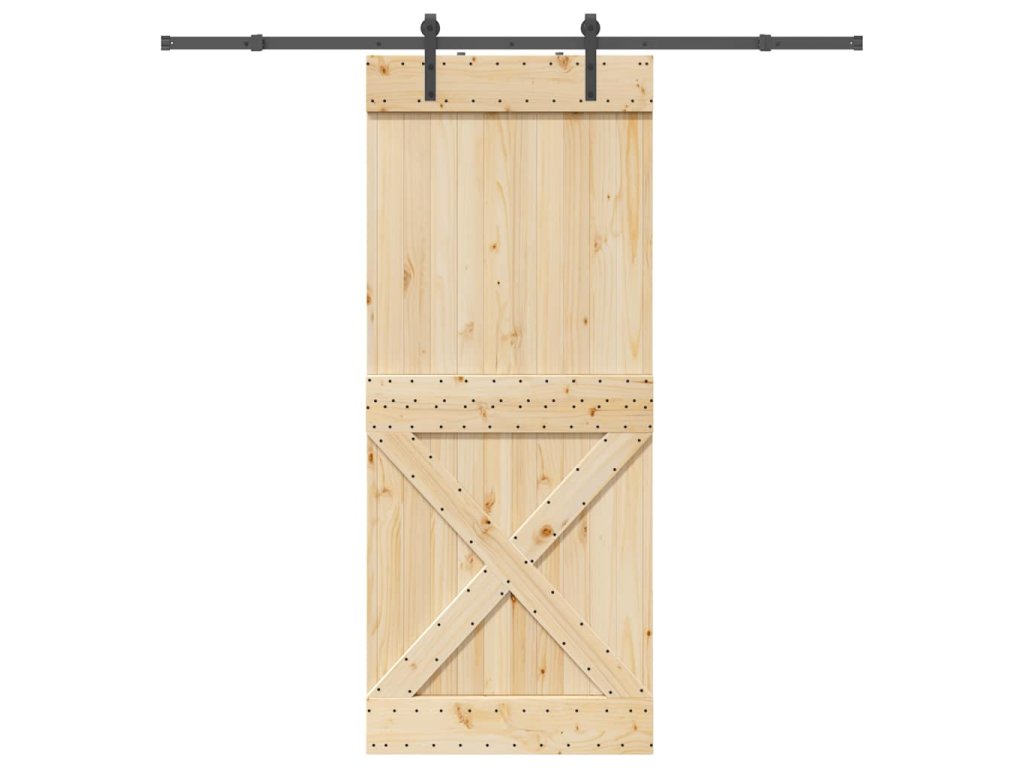vidaXL Posuvné dveře s kováním 95 x 210 cm masivní borové dřevo