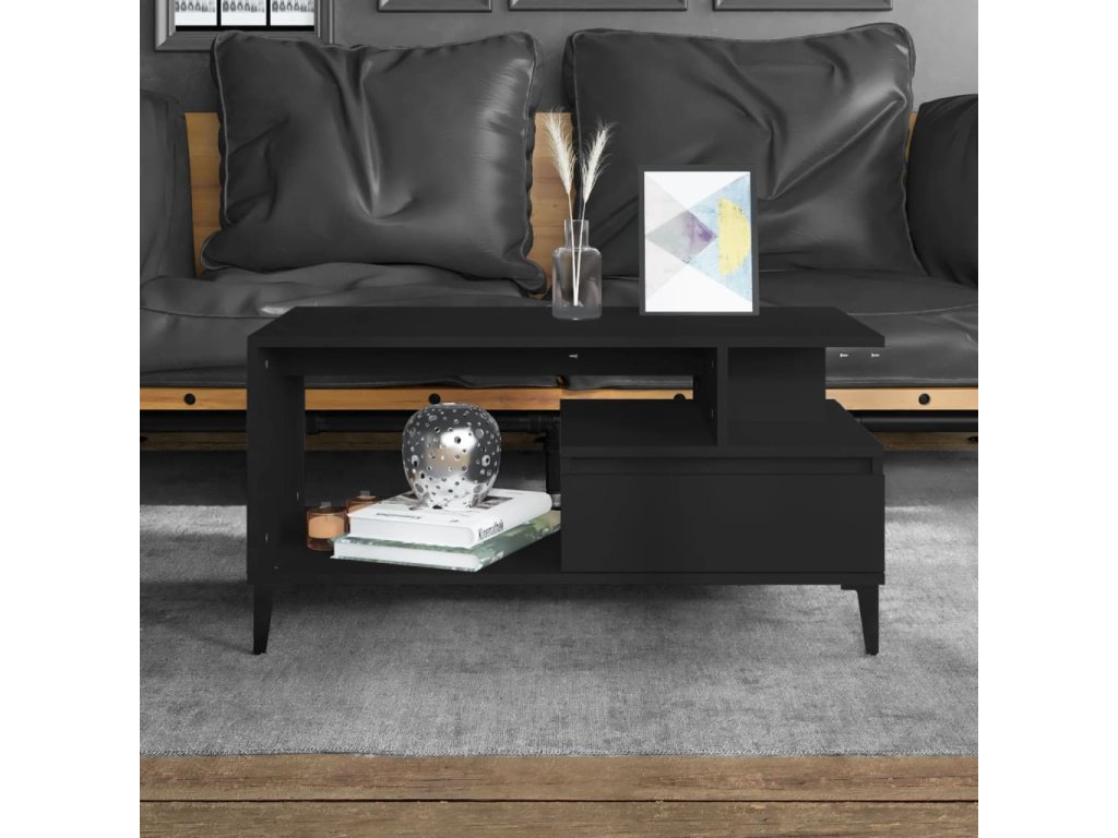 vidaXL Konferenční stolek černý 90 x 49 x 45 cm kompozitní dřevo