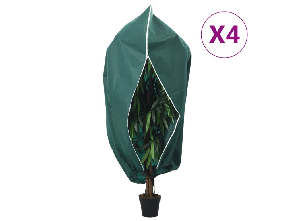 vidaXL Ochranné návleky na rostliny na zip 4 ks 70 g/m² 3,14 x 2,5 m