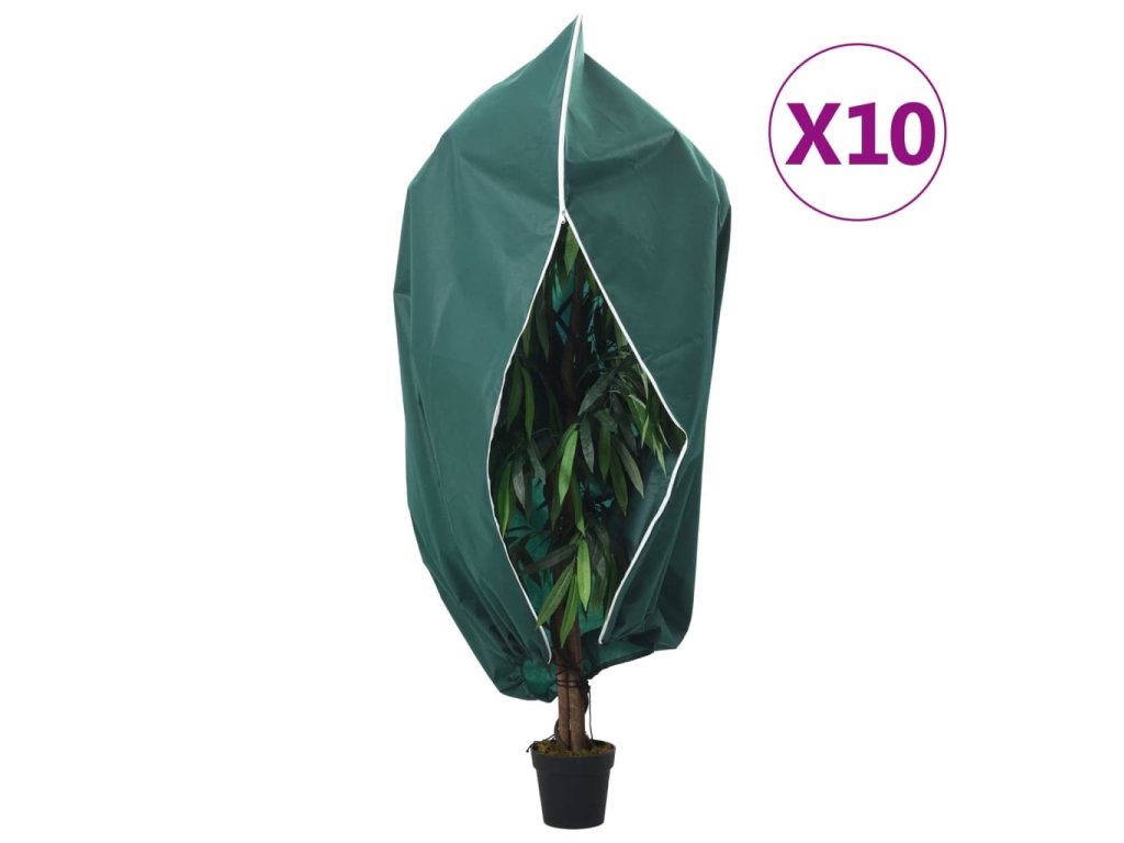 vidaXL Ochranné návleky na rostliny na zip 10 ks 70 g/m² 1 x 1,55 m
