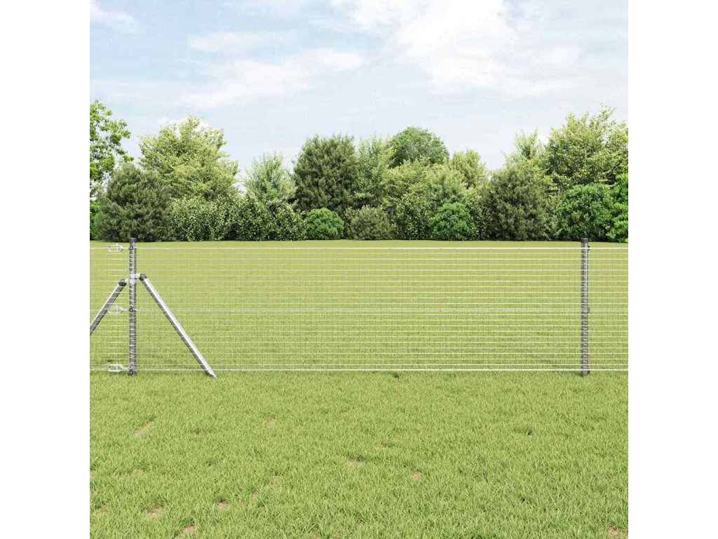 vidaXL Plot s příspěvky Stříbrná 0.4 x 50 m Ocel