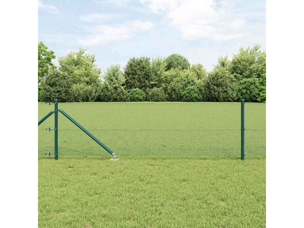 vidaXL Plot s příspěvky Zelená 0.5 x 25 m Ocel