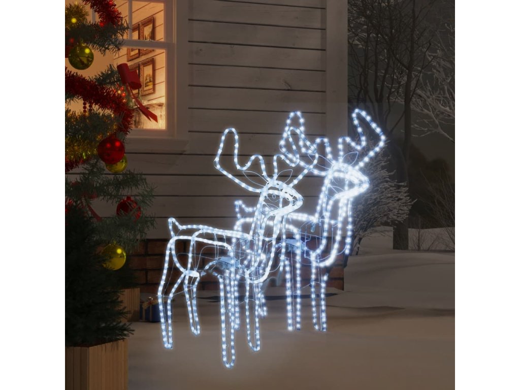 vidaXL Vánoční sobi pohyblivé hlavy 2 ks studené bílé LED 76x42x87 cm