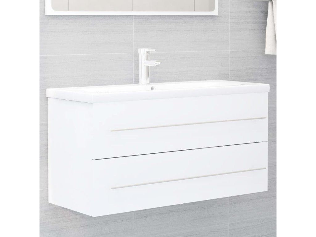 vidaXL Skříňka se zápustným umyvadlem bílá dřevotříska