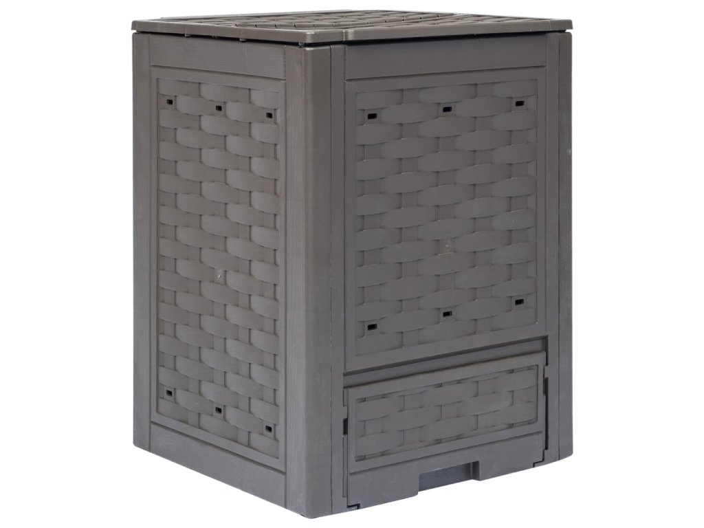 vidaXL Zahradní kompostér hnědý 60 x 60 x 83 cm 300 l plast ratan