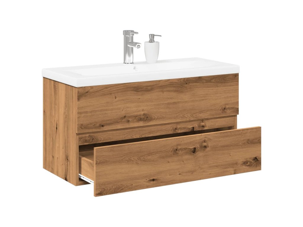 vidaXL Skříňka se zápustným umyvadlem dub artisan