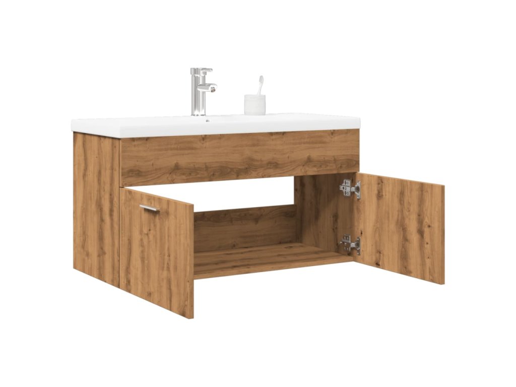 vidaXL Koupelnová skříňka se zápustným umyvadlem dub artisan