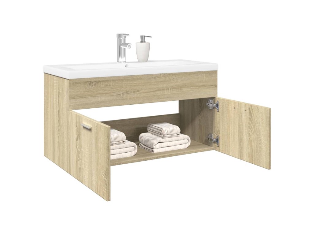 vidaXL Koupelnová skříňka se zápustným umyvadlem dub sonoma