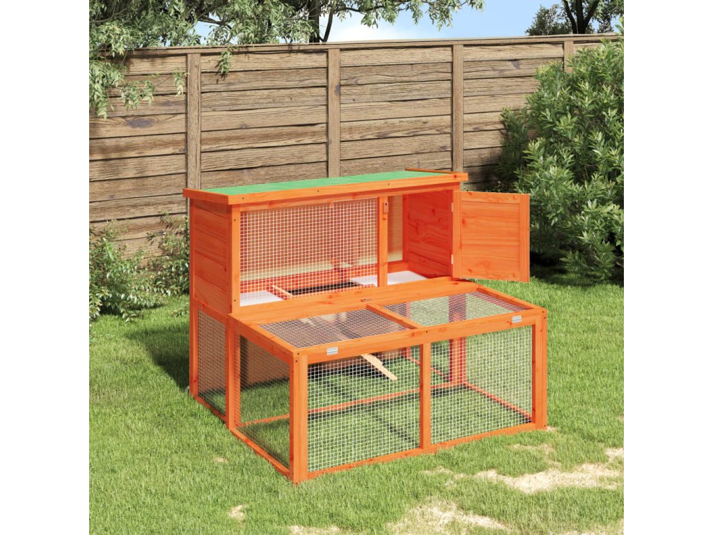 vidaXL Králíkárna hnědá 102 x 90 x 84,5 cm masivní borové dřevo