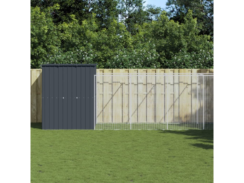 vidaXL Psí bouda s výběhem antracitová 165 x 1 067 x 181 cm ocel