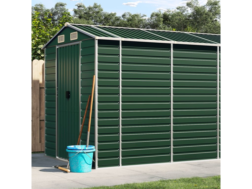 vidaXL Zahradní kůlna zelená 191 x 640 x 198 cm pozinkovaná ocel
