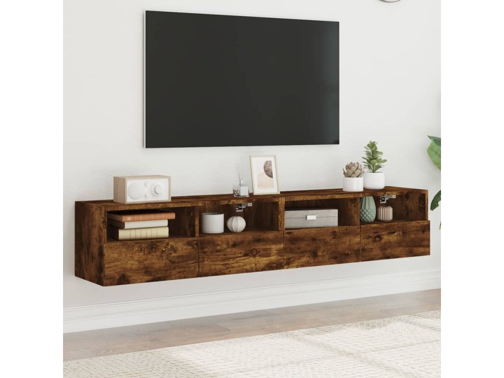 vidaXL Nástěnné TV skříňky 2 ks kouřový dub 80 x 30 x 30 cm kompozit
