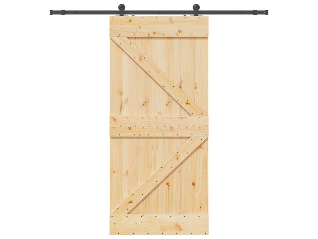 vidaXL Posuvné dveře s kováním 100 x 210 cm masivní borové dřevo