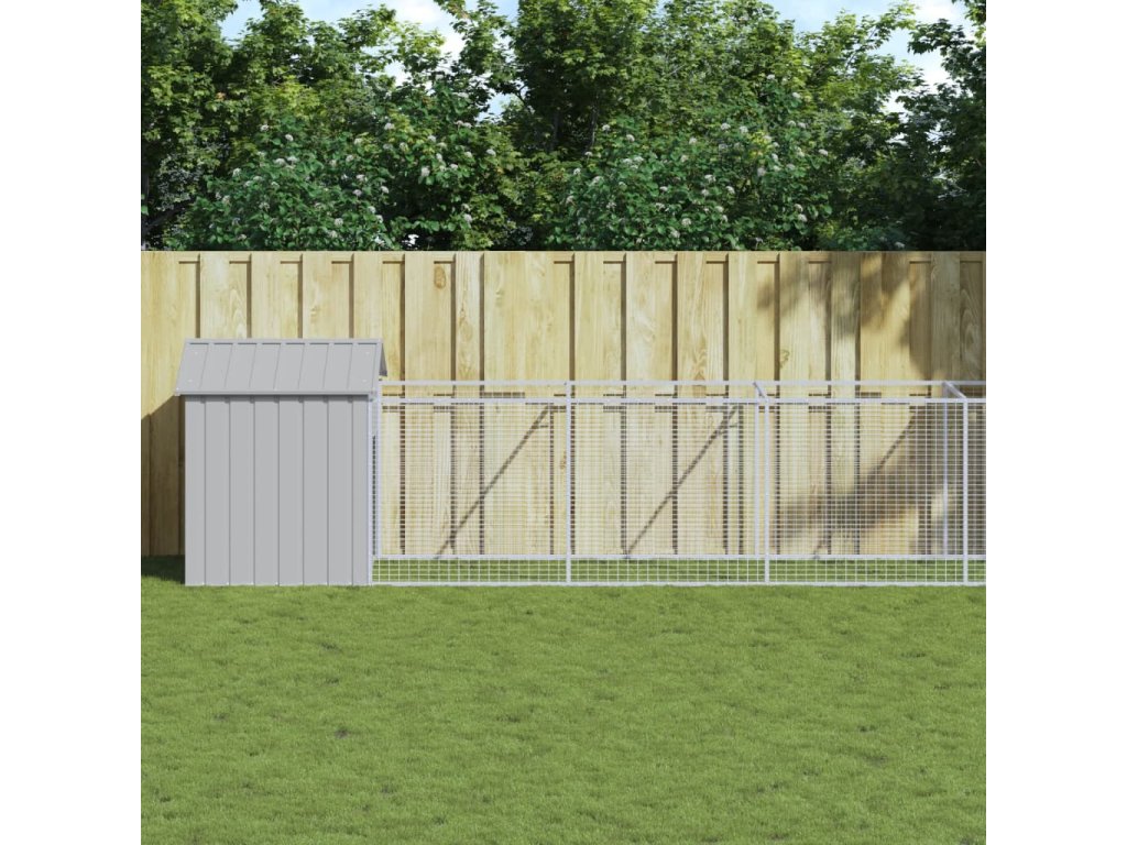 vidaXL Psí bouda se střechou světle šedá 117 x 813 x 123 cm ocel