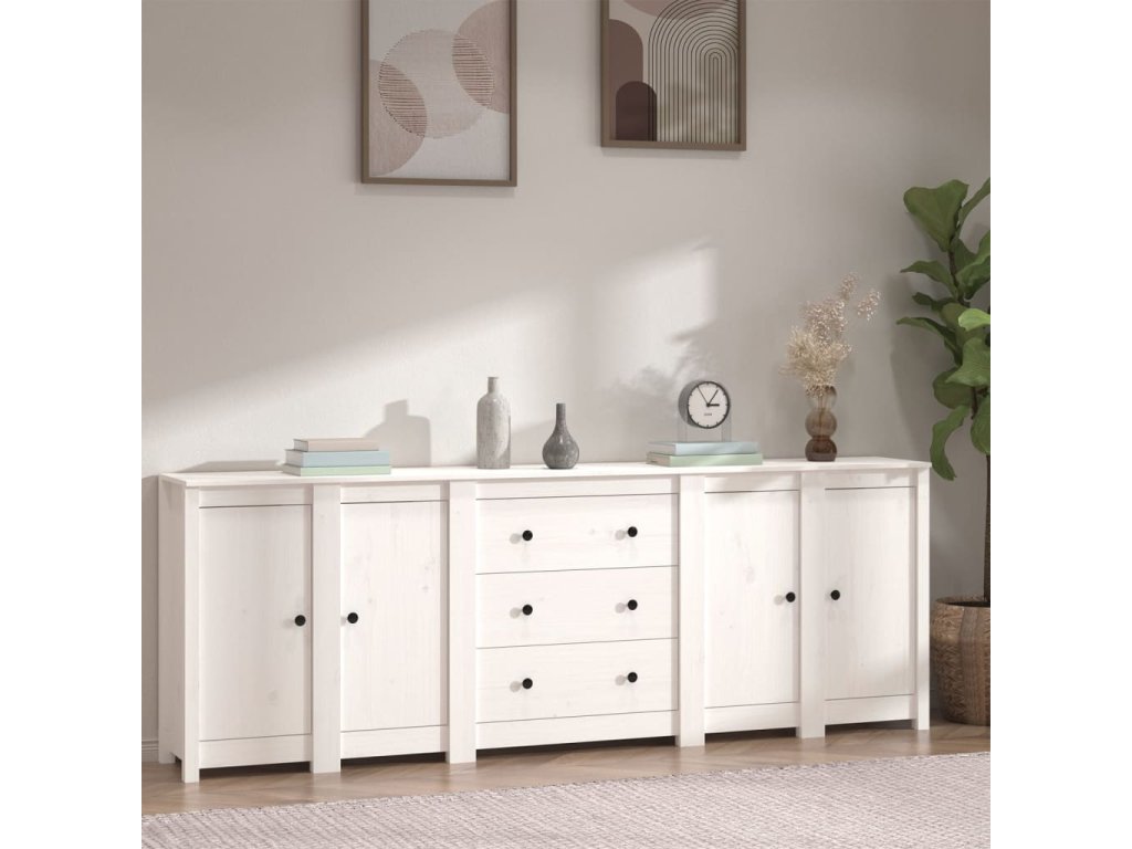 vidaXL Příborník bílý 230x35x80 cm masivní borové dřevo