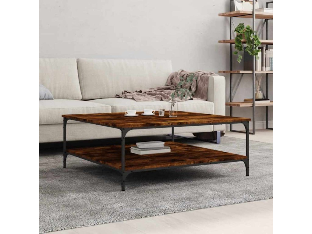 vidaXL Konferenční stolek kouřový dub 100x100x40 cm kompozitní dřevo