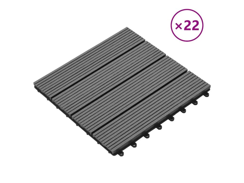 vidaXL 22 ks Terasové dlaždice 30 x 30 cm 2 m² WPC šedé