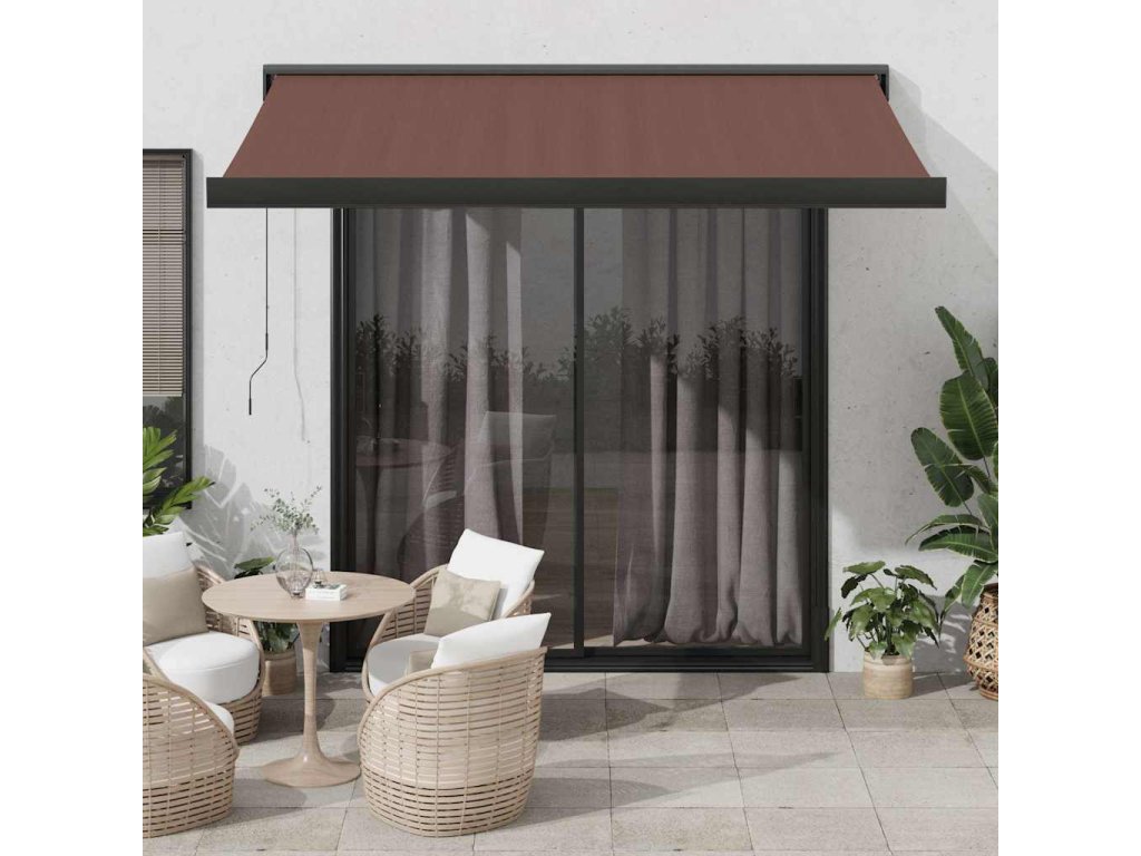 vidaXL Automatická zatahovací markýza hnědá 350 x 250 cm