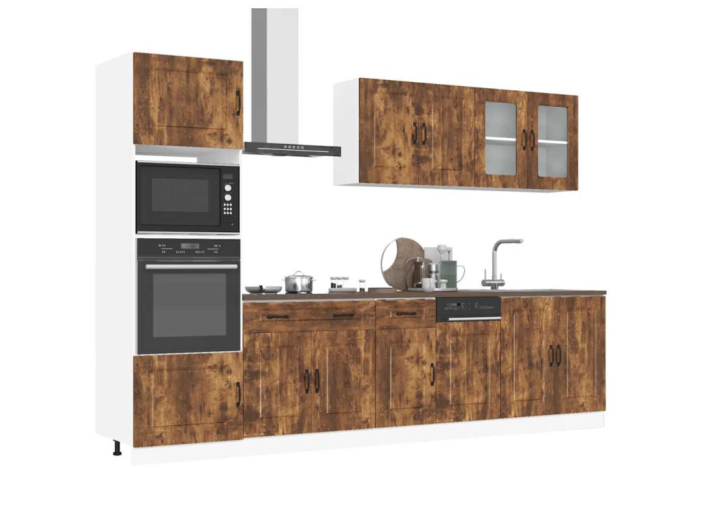 vidaXL 7dílná sada kuchyňských skříněk "Kalmar" kouřový dub kompozit