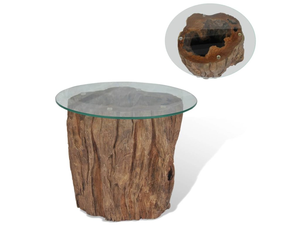 vidaXL Konferenční stolek teak a sklo 50 x 40 cm