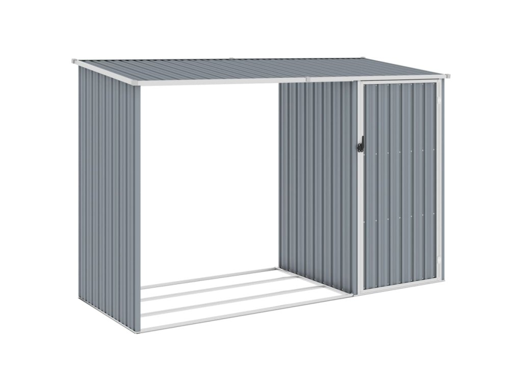 vidaXL Zahradní kůlna na dříví šedá 245 x 98 x 159 cm pozinkovaná ocel