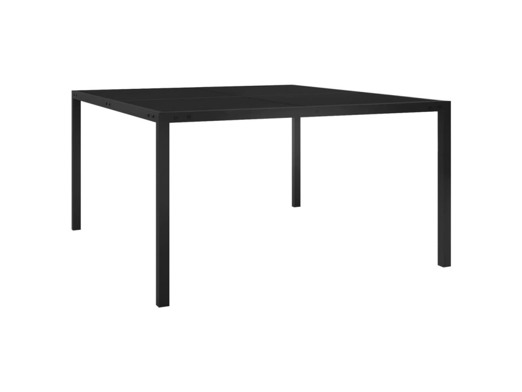 vidaXL Zahradní stůl 130 x 130 x 72 cm černý ocel a sklo