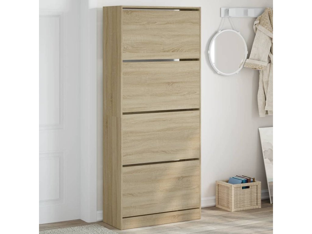vidaXL Botník se 4 výklopnými zásuvkami dub sonoma 80 x 34 x 187,5 cm
