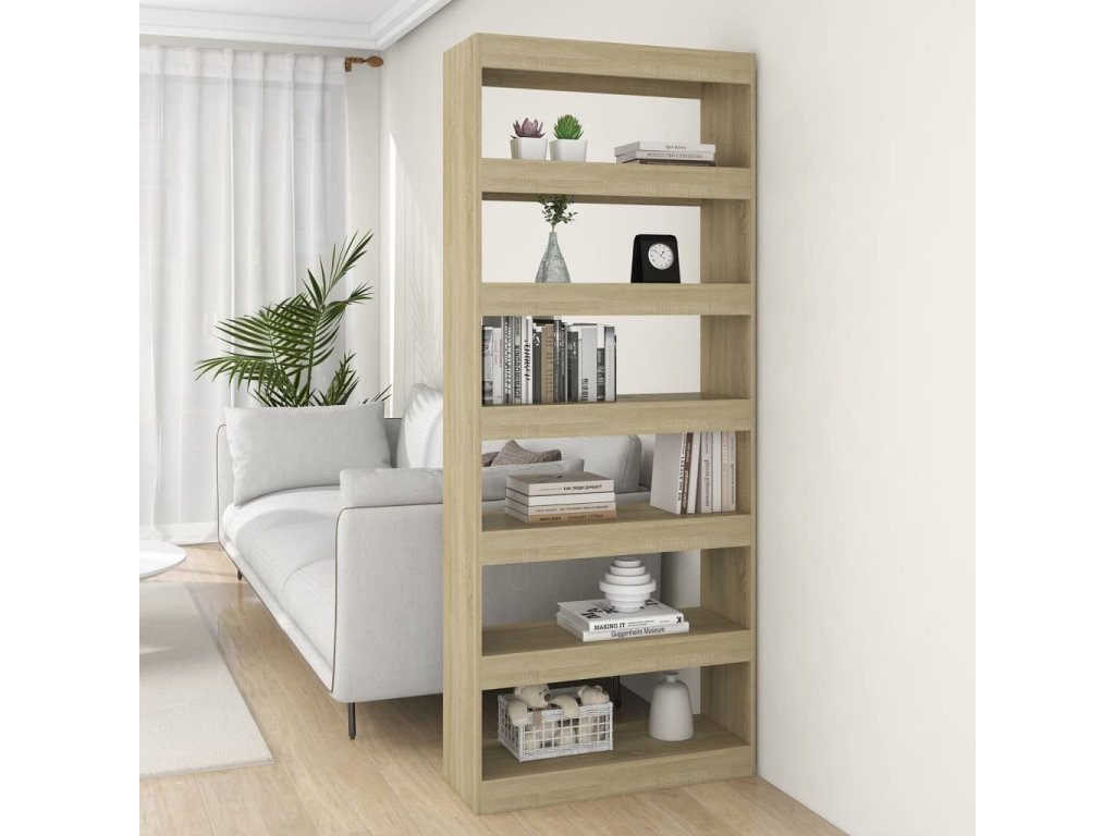 vidaXL Knihovna/dělicí stěna dub sonoma 80x30x198 cm kompozitní dřevo