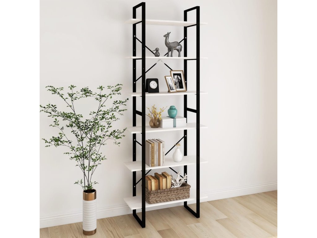 vidaXL Vysoký regál bílý 80 x 30 x 210 cm masivní borové dřevo