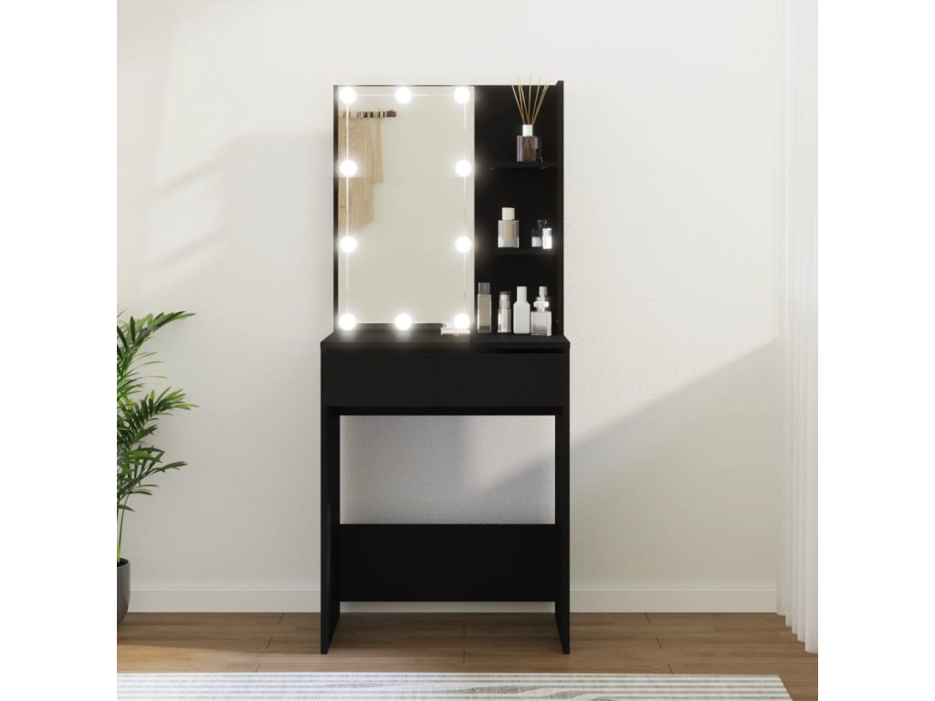 vidaXL Toaletní stolek s LED černý 60 x 40 x 140 cm