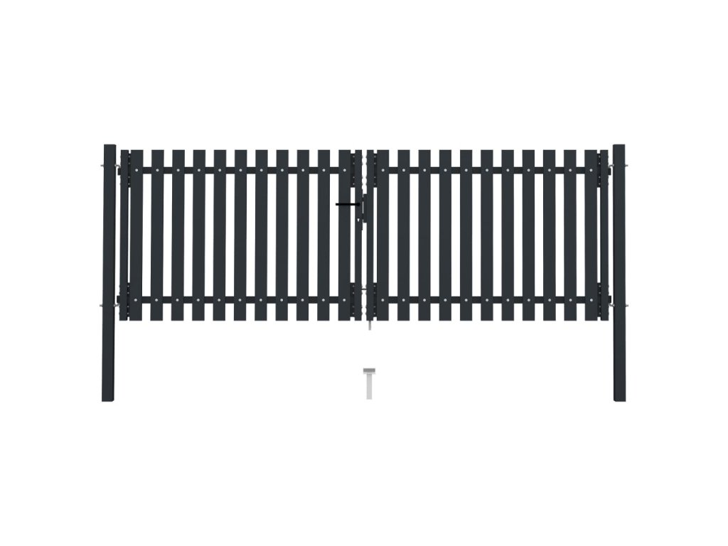 vidaXL Dvojitá plotová branka ocelová 306 x 125 cm antracitová