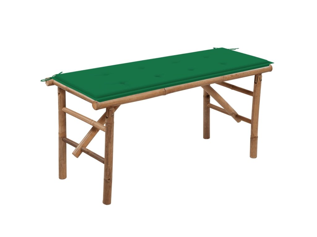 vidaXL Skládací zahradní lavice s poduškou 118 cm bambus