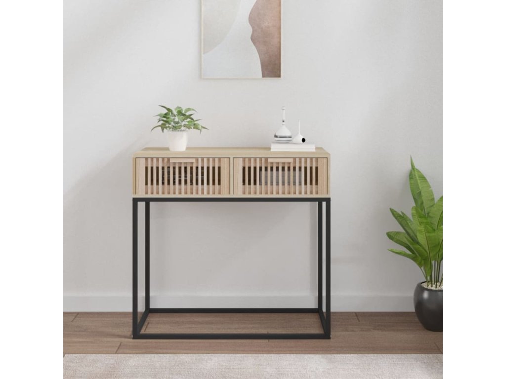 vidaXL Konzolový stolek 80 x 30 x 75 cm kompozitní dřevo a železo