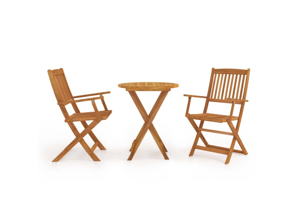 vidaXL 3dílný skládací bistro set masivní akáciové dřevo