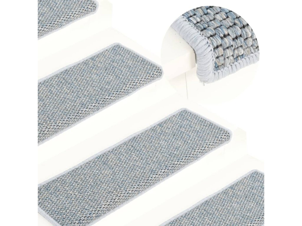 vidaXL Samolepící nášlapy na schody vzhled sisal 15 ks 65x21x4cm modré