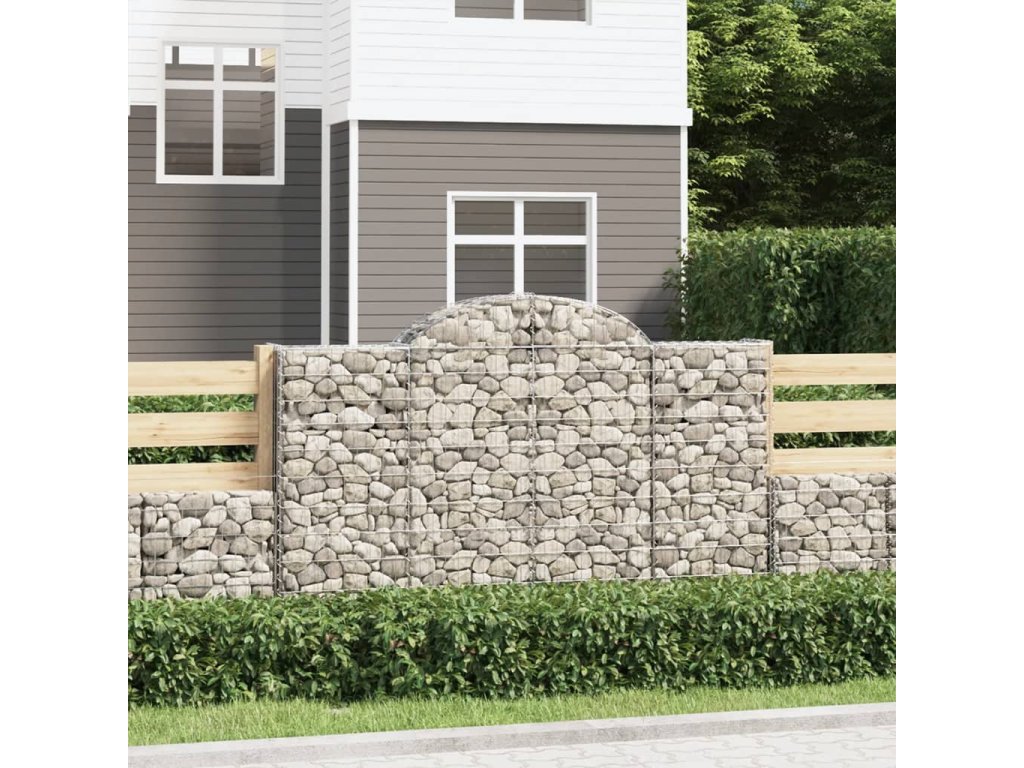 vidaXL Klenuté gabionové koše 25ks 200x30x120/140cm pozinkované železo