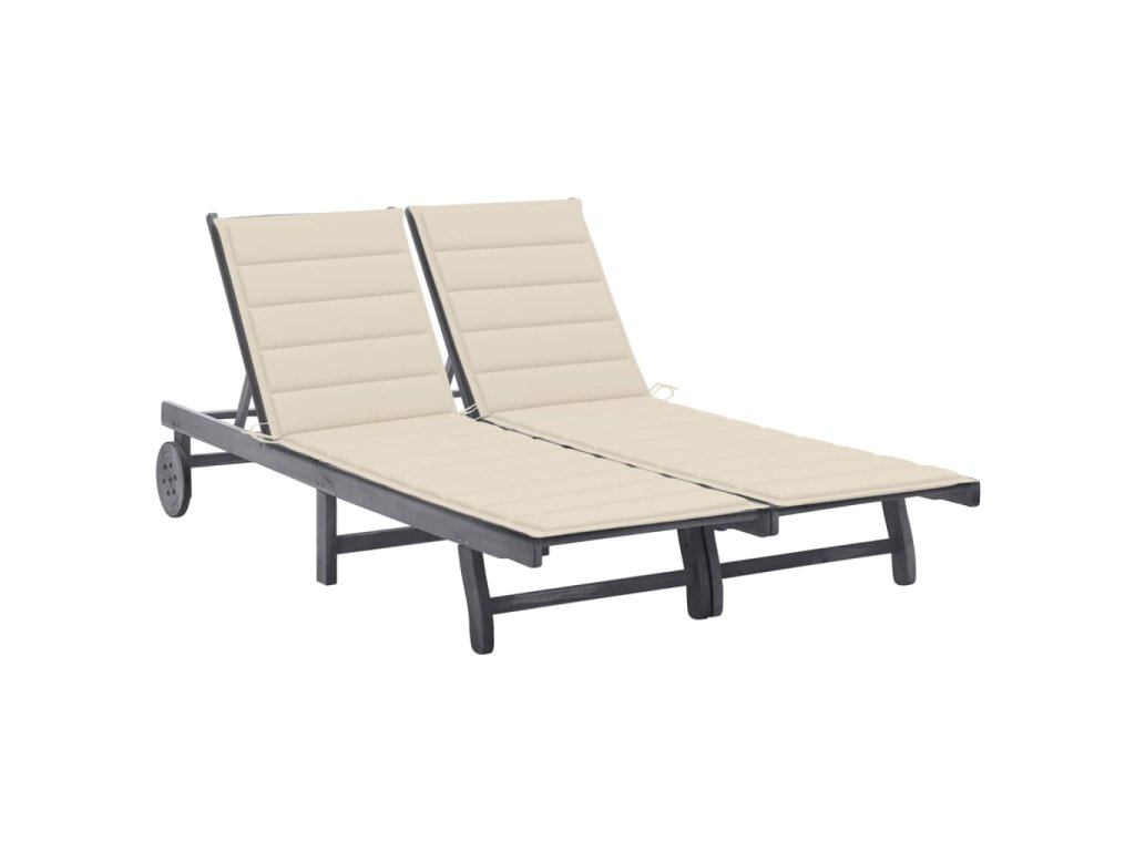 vidaXL Zahradní lehátko pro 2 osoby s poduškou šedé masivní akácie