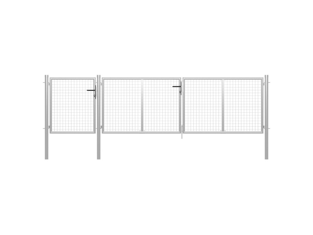 vidaXL Zahradní brána ocel 400 x 100 cm stříbrná