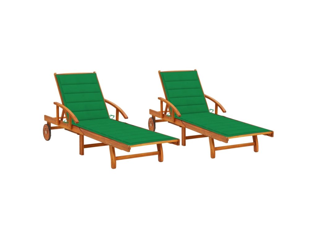 vidaXL Zahradní lehátka s poduškami 2 ks masivní akáciové dřevo