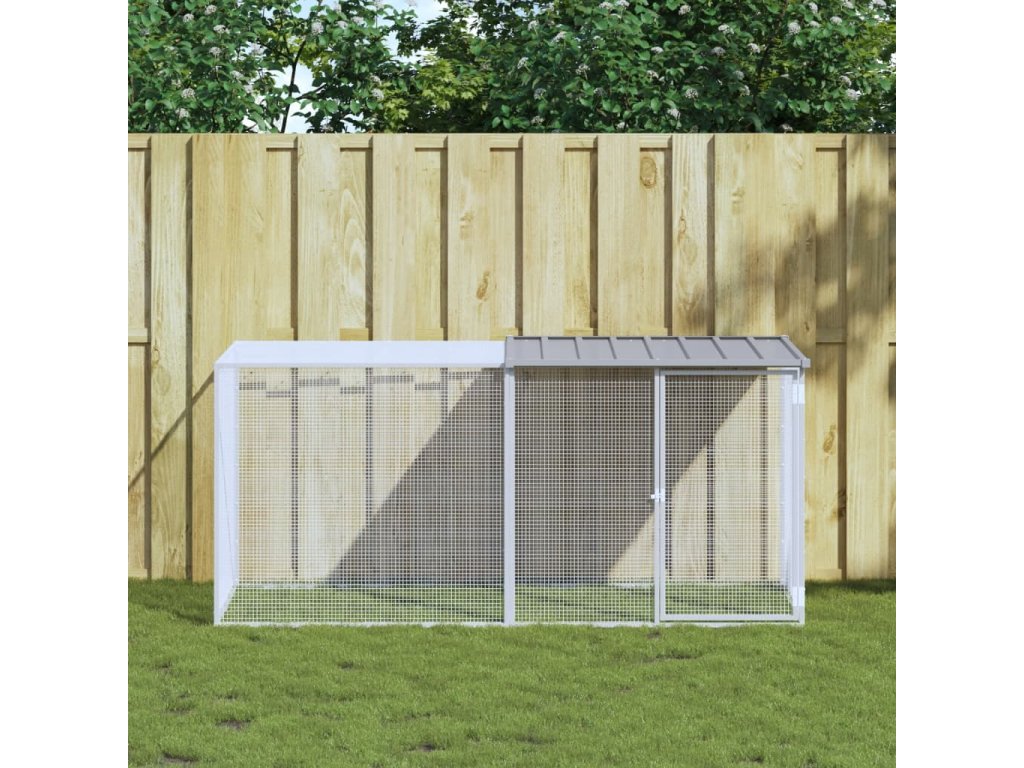 vidaXL Klec pro kuřata se střechou světle šedá 203 x 98 x 90 cm ocel