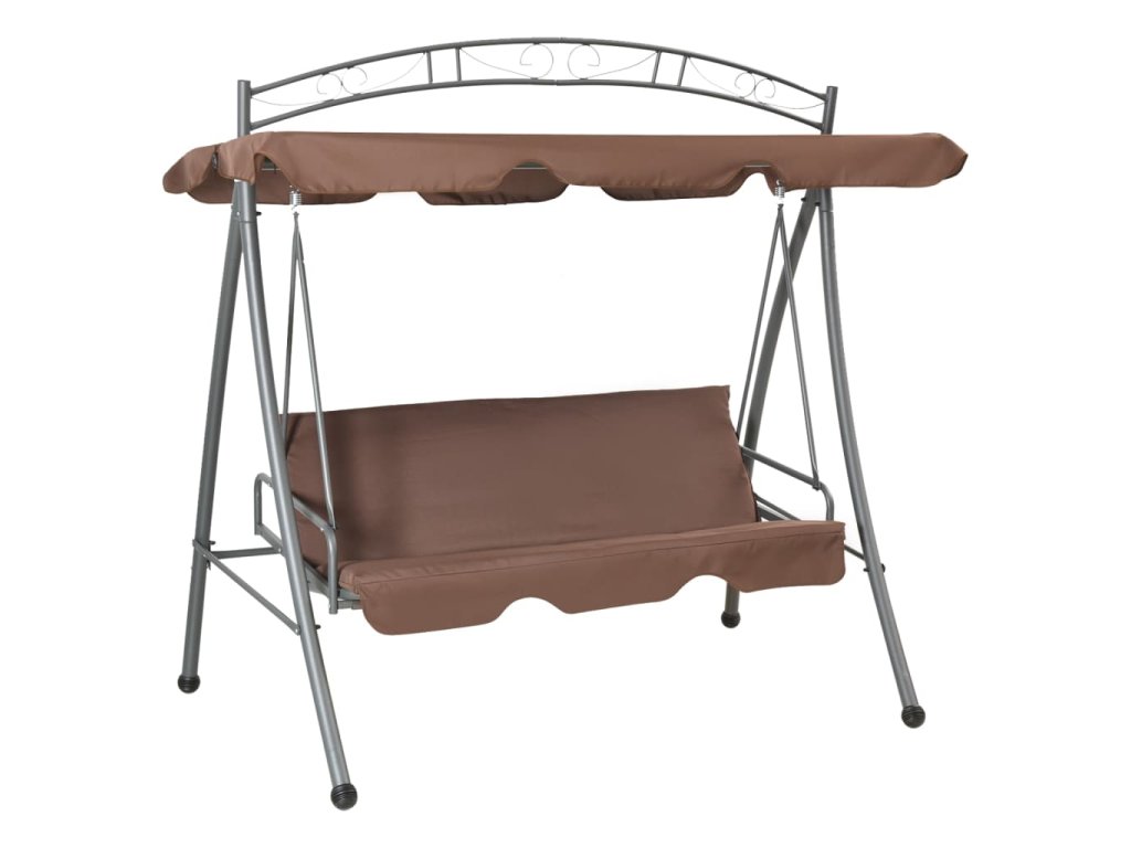 vidaXL Zahradní rozkládací houpačka se stříškou kávová
