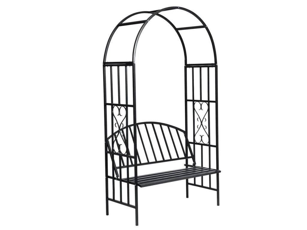 vidaXL Zahradní růžový oblouk s lavičkou