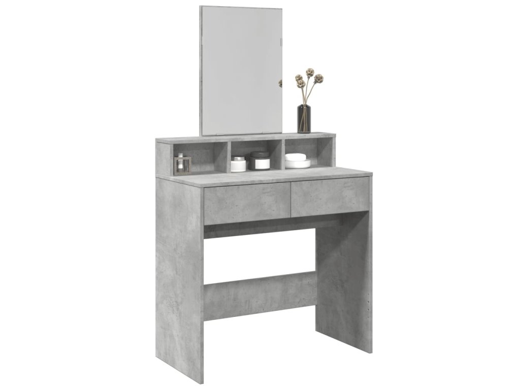 vidaXL Toaletní stolek se zrcadlem betonově šedý 80 x 41 x 144,5 cm