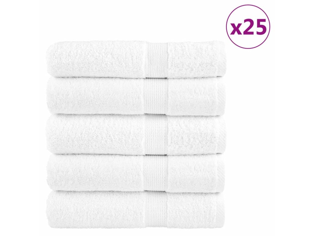 vidaXL Premium ručníky SOLUND 25 ks bílé 100 x 150 cm 600 g/m²