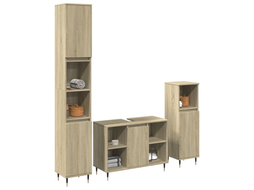 vidaXL 3dílný set koupelnového nábytku dub sonoma kompozitní dřevo