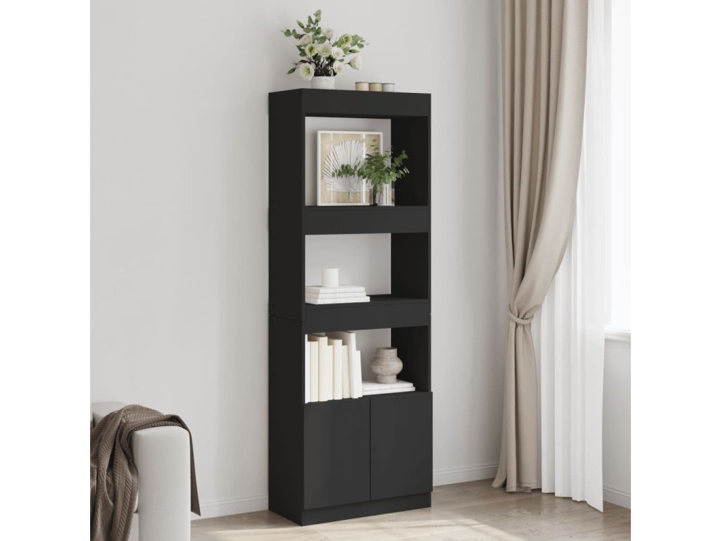 vidaXL Skříň highboard černá 63 x 33 x 180 cm kompozitní dřevo