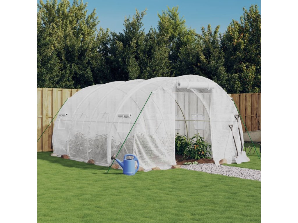 vidaXL Skleník s ocelovým rámem bílý 12 m² 4x3x2 m