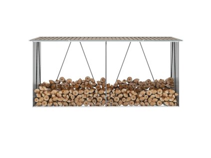 vidaXL Zahradní kůlna na dříví pozinkovaná ocel 330x84x152 cm hnědá